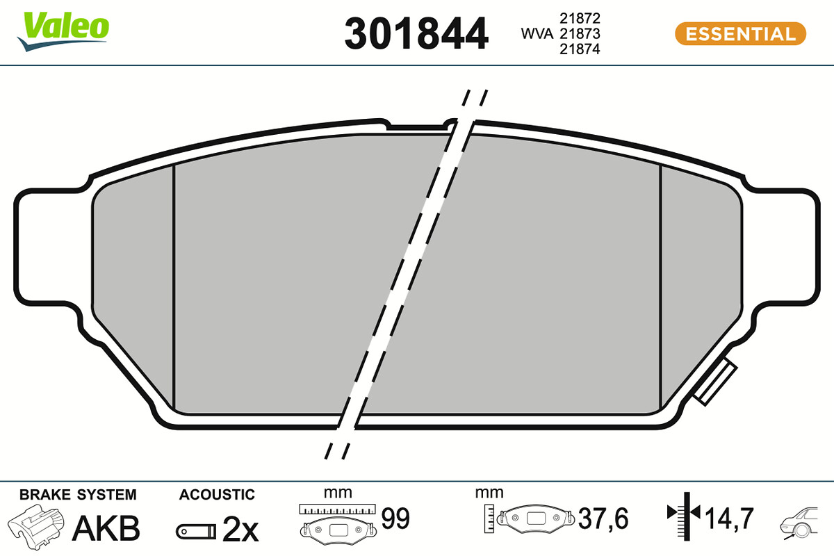 Jogo de 4 pastilhas de travão VALEO ref. 301844